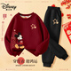 迪士尼（Disney）童裝本命年兒童冬裝套裝2026新款男童拜年服女童紅色新年加絨衛衣