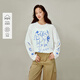 茵曼（INMAN）茵曼亞麻棉撞色印花圓領(lǐng)T恤2026春女裝新款輕薄長(cháng)袖上衣 米白色 L