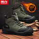 回力東北棉鞋冬季男士棉靴加絨加厚戶(hù)外舒適保暖高幫鞋防水防滑雪地靴 黑/綠 39