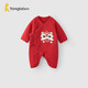 童泰（TONGTAI）嬰兒連體衣秋冬季純棉保暖寶寶衣服喜慶新年裝蝴蝶哈衣紅b52cm