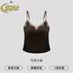 俏蓓依保暖背心帶胸墊一體式吊帶女款蕾絲時(shí)尚內搭秋冬親膚打底秋衣 巧克力棕 M 建議（80-110斤）