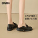 大東樂(lè )福鞋女鞋2025早春新款簡(jiǎn)約圓頭小皮鞋套腳低方跟單鞋1236 黑色 36