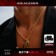 IDEAGEMER925銀祖母綠小方塊項鏈男士輕奢小眾高級感歐美風(fēng)百搭吊墜配飾 小方塊吊墜-剛鏈-55CM