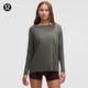 lululemon丨Back In Action 女士棉混紡長(cháng)袖 T 恤 LW3KDOS 棕櫚綠 S /6