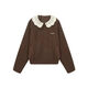 JRET外套女秋冬復古學(xué)院風(fēng)撞色拼接夾克設計小眾氣質(zhì)寬松上衣開(kāi)衫女 咖啡色 S