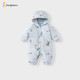 童泰（TONGTAI）嬰兒連體衣冬季純棉夾棉寶寶衣服兒童外出加厚連帽爬服藍色73cm