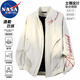 NASA MARVEL夾克男士春秋季潮流休閑立領(lǐng)棒球服外套上衣 杏色紅字 L