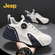 Jeep吉普男鞋2026春夏新款皮面免系帶老爹鞋戶(hù)外防滑登山鞋休閑運動(dòng)鞋
