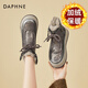 DAPHNE達芙妮厚底雪地靴女款2025新款女靴冬季加絨保暖棉鞋百搭休閑短靴 灰紫色 加絨 跟高4.5cm 37 (235mm) 標準碼