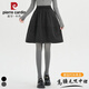 皮爾卡丹百搭灰色毛呢蓬蓬秋冬2025松緊腰新款半身裙短裙高腰顯瘦中裙 灰色 【有口袋】 M 建議98-110