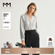 麥檬MM商場(chǎng)同款24秋新品法式極簡(jiǎn)小香風(fēng)緞面桑蠶絲襯衫5F8123071 淺灰 M