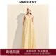 MAXRIENY【商場(chǎng)同款】圓領(lǐng)復古宮廷繡花吊帶連衣裙25夏款a字長(cháng)裙 拿坡里黃 L
