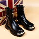 潮男馬丁靴朋克風(fēng)金屬高幫皮靴黑色韓版潮流加絨靴增高男士時(shí)裝靴 92黑色加絨比皮鞋大一個(gè)尺寸 39