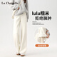 拉夏貝爾女士直筒加絨糯米褲秋冬2025新款高腰寬松闊腿褲子 月光白 M
