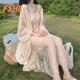 FSHE2025夏季新款薄款中長(zhǎng)款馬海毛針織外套女寬松韓版 很仙的開(kāi)衫 長(zhǎng)款杏色 均碼