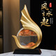 淺檬風(fēng)生水起財(cái)運(yùn)滾滾招財(cái)客廳酒柜玄關(guān)電視柜辦公室喬遷之喜桌面擺件 風(fēng)生水起-流沙畫-金色B款
