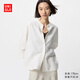 優(yōu)衣庫女裝麻混紡立領(lǐng)襯衫7分袖襯衣上衣空調衫薄外套475653 01 乳白色 3XL /175/108C