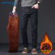 真維斯（Jeanswest）牛仔褲男加絨2025冬季輕商直筒修身保暖牛仔長(cháng)褲男黑色加絨32