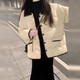 丹琳朵棉服女款2025年最新款巨好看冬季棉衣短外套女短款輕薄棉襖百搭 米白色棉衣外套 S 40/45kg