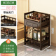 顧恩新中式楠竹博古架擺件茶葉架置物架多寶閣展示柜茶具茶杯收納架子 胡桃色【二曾中抽35長(cháng)】加固圍欄