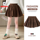 巴布豆女童裙子春秋兒童燈芯絨短裙時(shí)尚甜美風(fēng)百搭中大童抗起球蓬蓬裙 咖 150