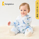 童泰嬰兒連體衣秋冬寶寶衣服家居內衣偏開(kāi)長(cháng)袖夾棉哈衣爬服 藍色 73cm