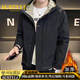 SUSTYLE高端奢侈品男裝高檔外套男春秋季2025新款韓版潮流連帽工裝夾克 黑色 加厚 XL 建議 130-145斤