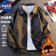 NASA MARVEL夾克春秋季男士新款皮衣外套寬松休閑百搭上衣 黑灰色 L