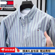 TOME BORNEK湯米高端春夏純棉免燙長(cháng)袖短袖襯衫男士商務(wù)正裝中青年條紋襯衫 淺藍色 40 135-145斤