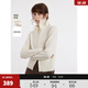 ELLE【100%綿羊毛】法式設計感毛衣開(kāi)衫女2025冬季新款毛針織衫 米白 S