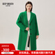 深呼吸DEEP BREATH女裝羊毛復古通勤單排扣毛呢大衣女A400818 綠 S (2)