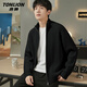 唐獅（TonLion）拉鏈開(kāi)衫毛衣男冬季重磅針織衫加厚款高領(lǐng)保暖外套純色簡(jiǎn)約冬裝