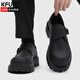 KFUR馬丁靴男鞋秋季英倫休閑皮鞋男青少年運動(dòng)厚底增高大頭德比鞋子男 黑色 42