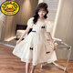 G.duck女童連衣裙夏裝2025新款中大童長(cháng)裙雪紡裙子兒童裝夏季洋氣公主裙 米色 150 (建議1.5米以下)