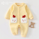 棉孖嬰兒衣服連體褲套裝秋冬夾棉寶寶連體衣背帶褲爬服分體可愛(ài)兩件套 夾棉保暖背帶套-黃小雞 90cm 【建議11-13kg】