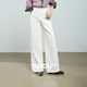 初語(yǔ)牛仔褲女2025秋季新款彈力棉質(zhì)解構分割線(xiàn)闊腿長(cháng)褲 米白色   28