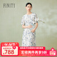 菲妮迪（FINITY）【天然真絲】連衣裙夏季新款100%桑蠶絲印花裙子女 杏底印花 L
