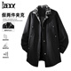 IZEXX中長(cháng)款風(fēng)衣夾克男款秋冬立領(lǐng)工裝寬松英倫風(fēng)休閑外套MJ92黑色XL