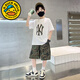 G.duck兒童裝男童夏裝套裝2025新款中大童夏季男孩運動(dòng)夏款帥氣時(shí)髦潮酷 白色 150 cm(150cm)
