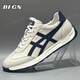 BFGN輕奢牛皮運動(dòng)鞋男鞋2026春夏季新款阿甘鞋男休閑鞋透氣運動(dòng)鞋子男 白藍色【皮面】-高端男鞋 41 皮鞋碼