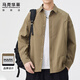 馬克華菲（MARK FAIRWHALE）長(cháng)袖襯衫男士春秋季工裝襯衣男潮牌休閑外套男裝上衣服 卡其色 L