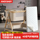 ANGI BABY新生兒嬰兒床可移動(dòng)0-3歲多功能帶尿布臺可拼接大床寶寶搖搖床 木紋鋁合金【4D空氣纖維墊+尿布臺+床頭鈴+蚊帳】 ANGIBABY嬰兒床可折疊可移動(dòng)帶尿布臺拼接床