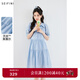 詩(shī)凡黎萊賽爾連衣裙2024夏新款法式氣質(zhì)高級泡泡袖多巴胺公主裙女 淺藍 S 155/80A