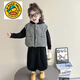 G.duck女童秋冬裝套裝2025新款時(shí)髦寶寶加保暖厚衣服兒童冬季韓系三件套 單件格子夾棉馬甲 90 cm