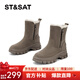 星期六雪地靴女加絨加厚防滑東北短靴北方抗寒2025新款冬季防寒 卡其色 38 (240mm) 標準碼