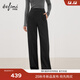 伊芙麗（eifini）蔣欣代言百搭舒適針織面料松緊腰直筒長(cháng)褲冬季新款休閑褲衛褲 深灰 厚絨款 S