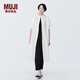 MUJI女式 涼感 平紋立領(lǐng)短袖連衣裙 裙子長(cháng)裙襯衫裙開(kāi)衫外搭純棉 白色 L (165/88A)