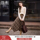 香影美拉德咖色格紋半身裙女2025秋裝新款獨特別致不規則高腰裙子 咖色 M 160/64A/95-110斤