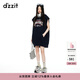 DZZIT地素連衣裙夏季運動(dòng)風(fēng)無(wú)袖設計衛衣裙子女 深藍色 S