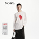 MO&Co.長(cháng)袖T恤趣味暈染卡通印花寬松圓領(lǐng)百搭摩安珂 本白色 XS /155